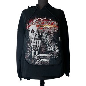 Majestik Brand – Death Card Tapestry Rhinestone Hoodie – Size Small Cropped